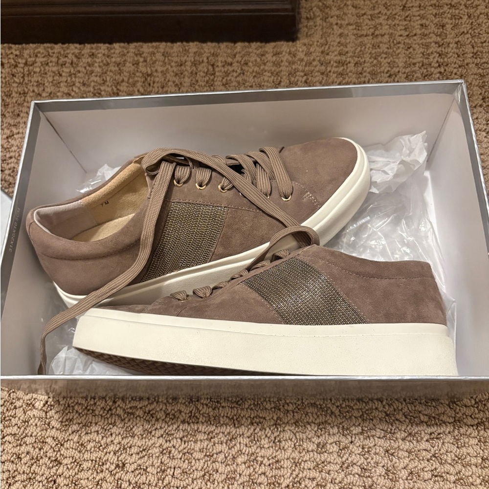 Vaneli Women's Brown Suede Sneakers